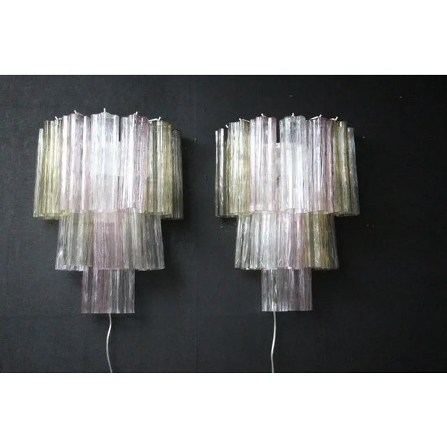 2000 - 2009 Pink, White, Yellow and Smoked Color Tronchi Wall Lights in the style of Venni, 2000s, Set of 2 For Sale - Image 5 of 13
