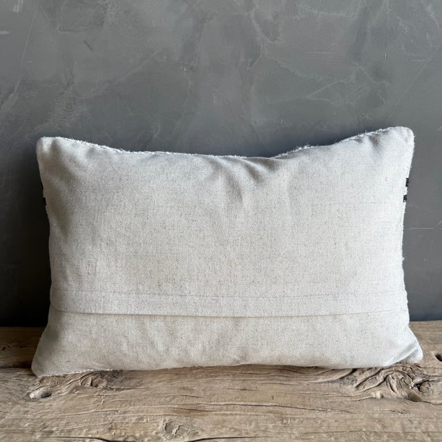 Linen Vintage Rug Pillow Cover With Stripes For Sale - Image 8 of 8