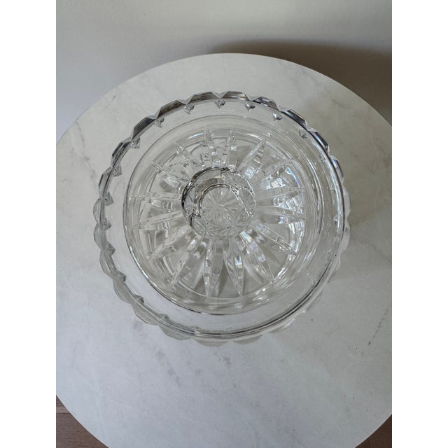 Vintage Cut Crystal Lidded Biscuit Jar With Diamond and Starburst Pattern, C. 1950s–60s For Sale In New York - Image 6 of 6