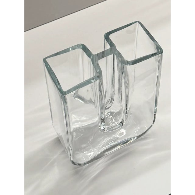 1970s Bertil Vallien for Kosta Boda Scandinavian Modernist U-Shaped Glass Vase For Sale - Image 11 of 12