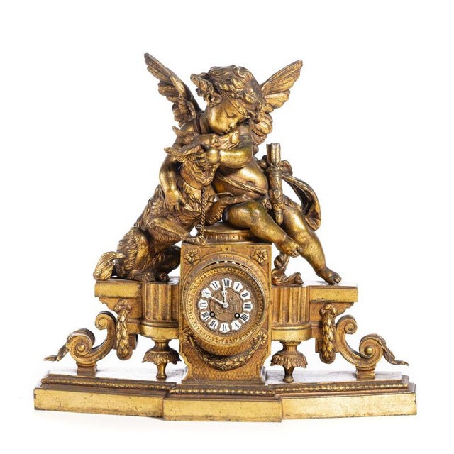 French Table Clock in Gllded Bronze, 19th Century For Sale - Image 6 of 6
