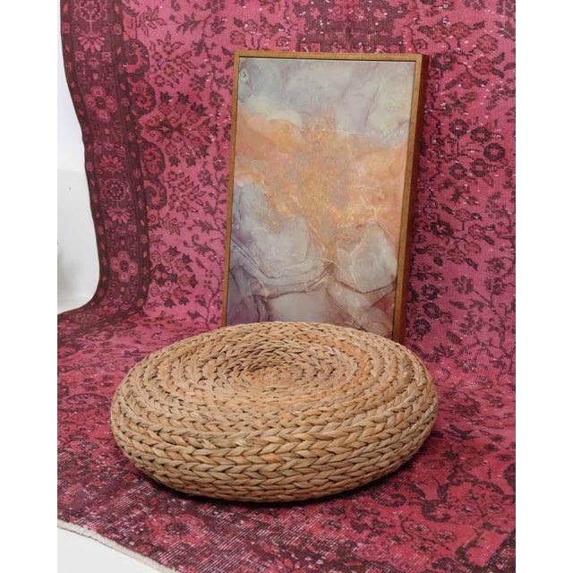 1970s Vintage Turkish Oushak Handmade Wool Cotton Pink Area Rug For Sale - Image 10 of 11