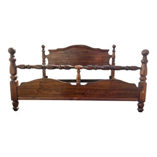 Vintage King Size Cannonball Low Poster Bed For Sale
