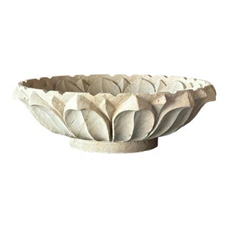Handmade 19th Century Heavy Stone Italian Bowl With Petals For Sale