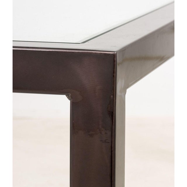Metal Modern Minimalist Polished Metal and Glass Top Coffee Table For Sale - Image 7 of 10