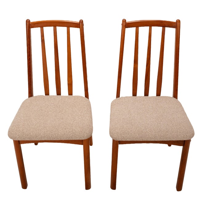Mid-Century Modern 1980s Koda Woodcraft Danish Modern Teak Slat Back Side Dining Chairs - A Pair For Sale - Image 3 of 12