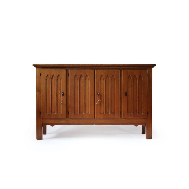 Belgian Gothic Style Carved Oak Cabinet, 1960s For Sale - Image 14 of 14