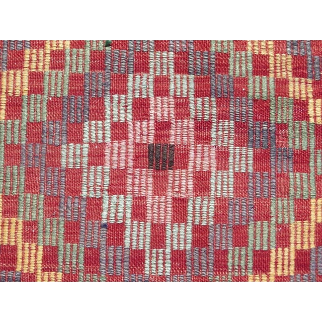 1960s Pink Embroidered Geometric Design Tribal Vintage Kilim - 67"x111" For Sale - Image 4 of 11