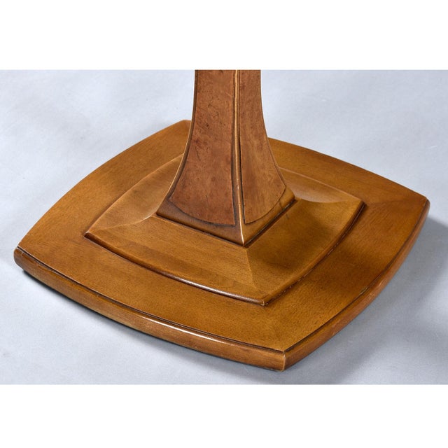 Drexel Eastrend Pecan and Burl Biedermeier Style Pedestal Cocktail Side Table For Sale - Image 9 of 15