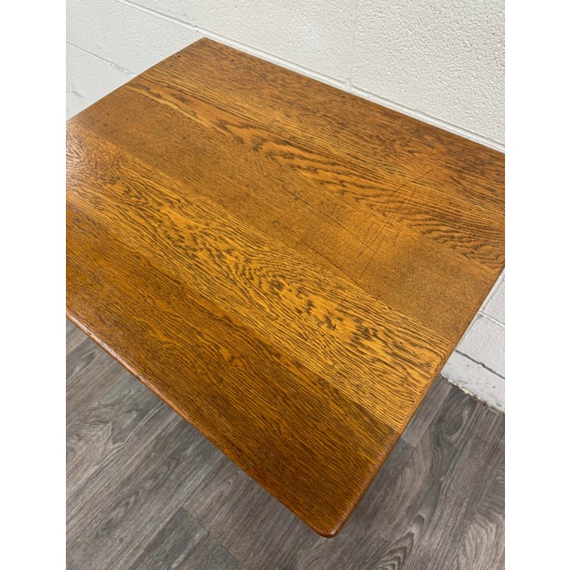 Antique American Arts & Crafts Mission Quarter Sawn White Oak Library Table Desk For Sale - Image 9 of 15