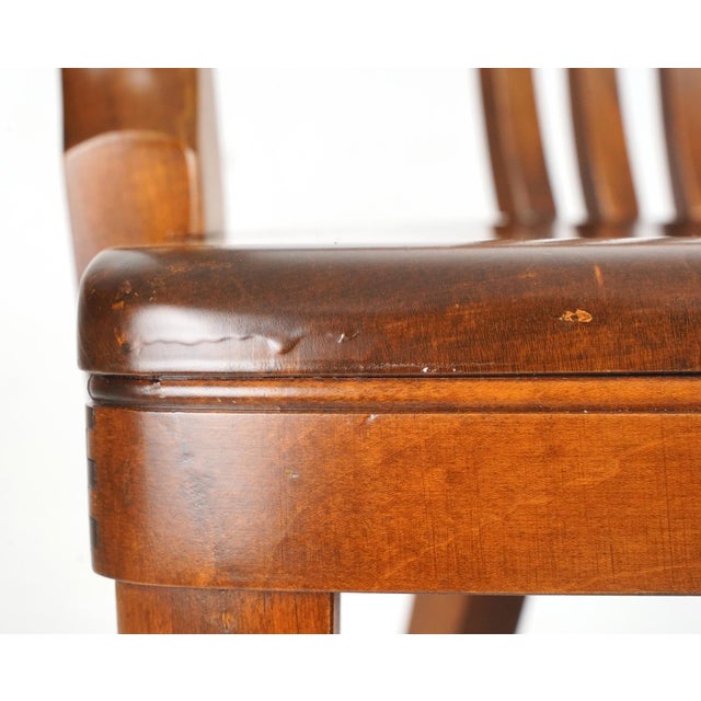 Traditional Vintage Wooden Bank of England Style Office Chair For Sale - Image 3 of 15