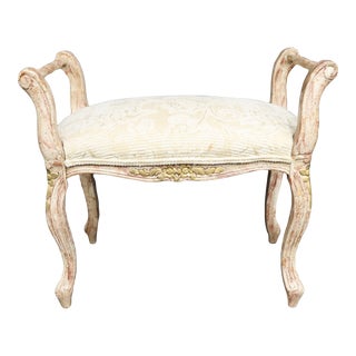 French Distressed Vanity Bench For Sale