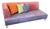 Lavender Micro-Suede + Rose Pink Leather Chaise Sofa For Sale