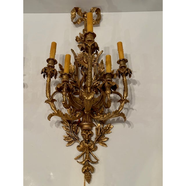 Monumental Gilt Bronze Belle Epoque Style French Sconces -A Pair For Sale - Image 11 of 12