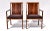 A pair of American mid century modern Rosewood/Walnut dining chairs by Lane in new complimenting nubby upholstery...
