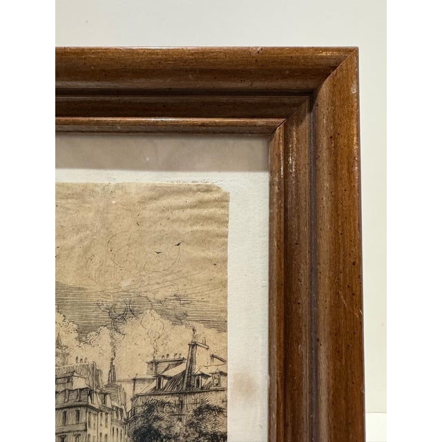 Antique Charles Meryon Etching "La Pompe Notre-Dame" Paris 1852 — Listed Artist Museum Collections For Sale - Image 4 of 9