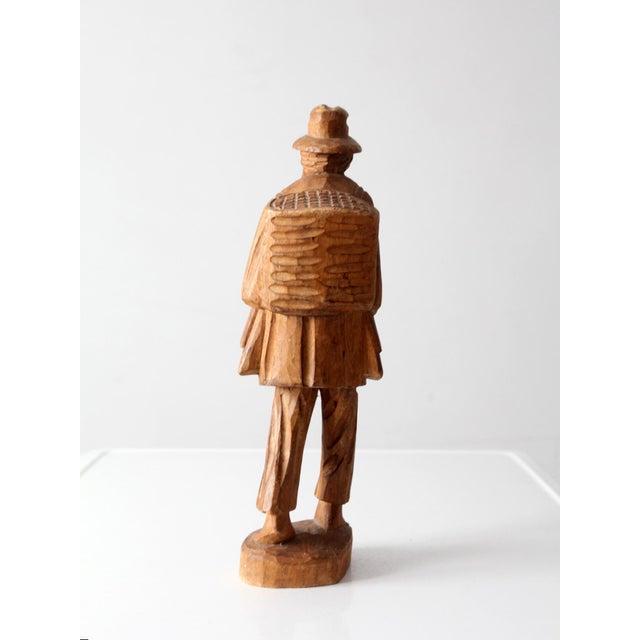 Mid-Century Modern Mid-Century Folk Art Wood Carving Peddler Figure For Sale - Image 3 of 11