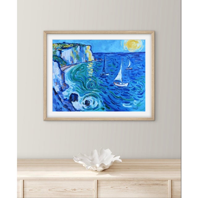 Textile Sail Away With Me - Modern Impressionist Oil Painting Seascape For Sale - Image 7 of 8