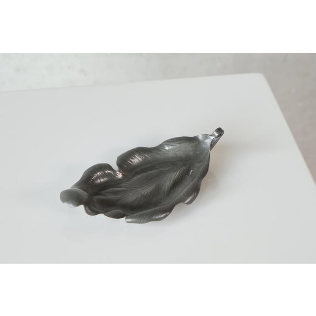 Mid Century Leaf Shaped Vide Poche in Pewter, 1960s. A wonderful leaf shaped decorative bowl or vide poche in hand crafted...