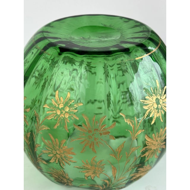 Traditional Edelweiss Bohemian Art Glass Rose Bowl, Optic Ribbed For Sale - Image 3 of 9