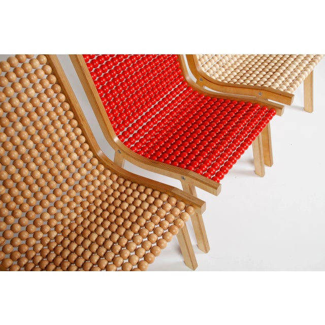 Wood o432 Lounge Chair with Red Lacquered Spheres by Jean-Frédéric Fesseler For Sale - Image 7 of 8