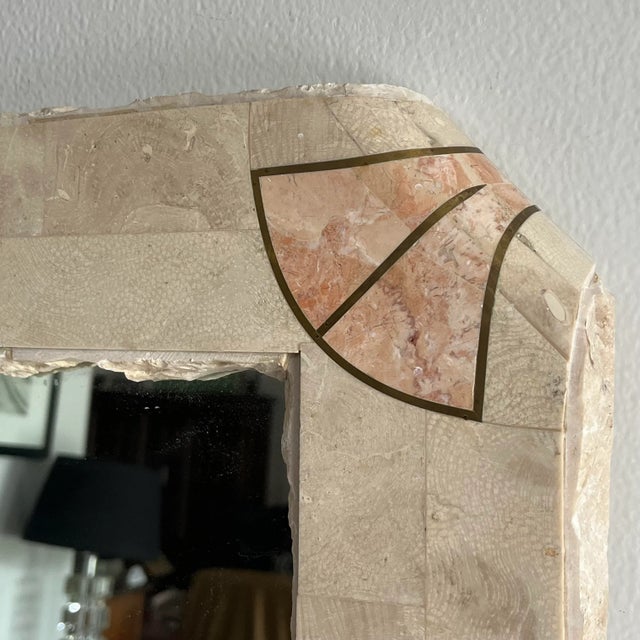 Mid-Century Modern 1980s Maitland Smith Tessellated Stone Mirror Mactan Stone For Sale - Image 3 of 8