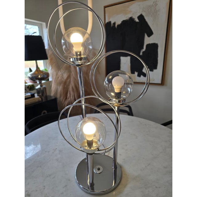 Silver 1970s Space Age Chrome Orbs and Rings Lamp For Sale - Image 8 of 13