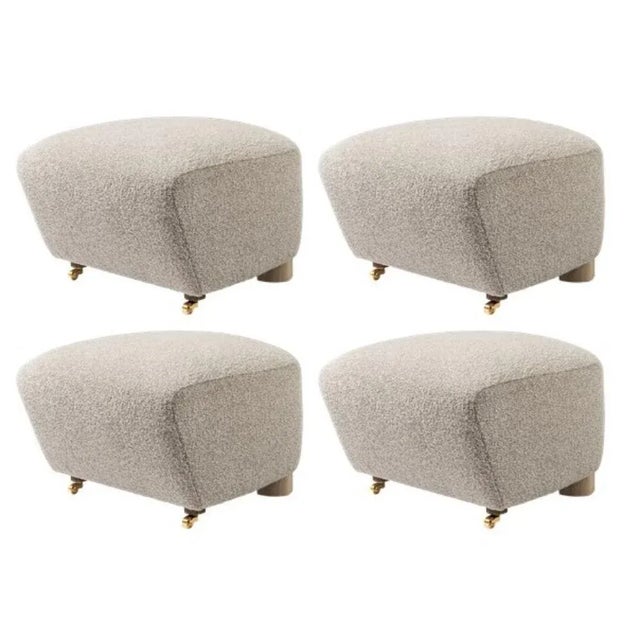 Set of 4 light beige natural oak Sahco zero the tired man footstool by Lassen Dimensions: W 55 x D 53 x H 36 cm Materials:...