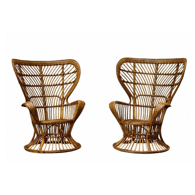 Biancamano Rattan Armcahirs by Lio Carminati & Gio Ponti, Italy, 1950s, Set of 2 For Sale - Image 8 of 8