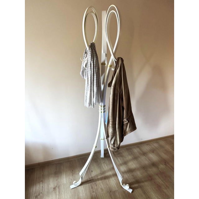 Vintage Hand-Forged Iron Coat Stand in White and Gold, 1950s For Sale - Image 17 of 18