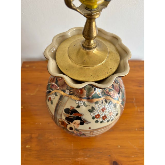 Hollywood Regency 1970s Asian Vase Lamp With Shade For Sale - Image 3 of 12