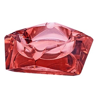 Vintage Italian Pink Multifaceted Ashtray in Murano Glass, 1960s For Sale