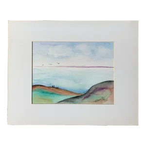 1980s Seascape Watercolor Painting by Frealon Norden Bibbins