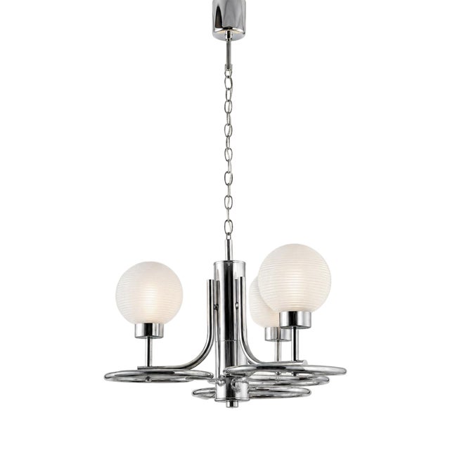 Space Age Hanging Lamp in Chrome Metal, 1960s For Sale