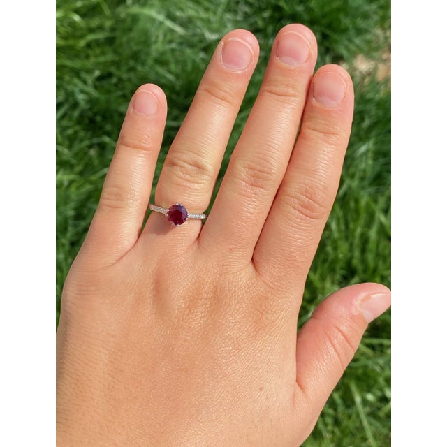 The Fitzgerald: 2.03 Carat Natural Ruby and Natural Diamond Engagement Ring For Sale - Image 10 of 11