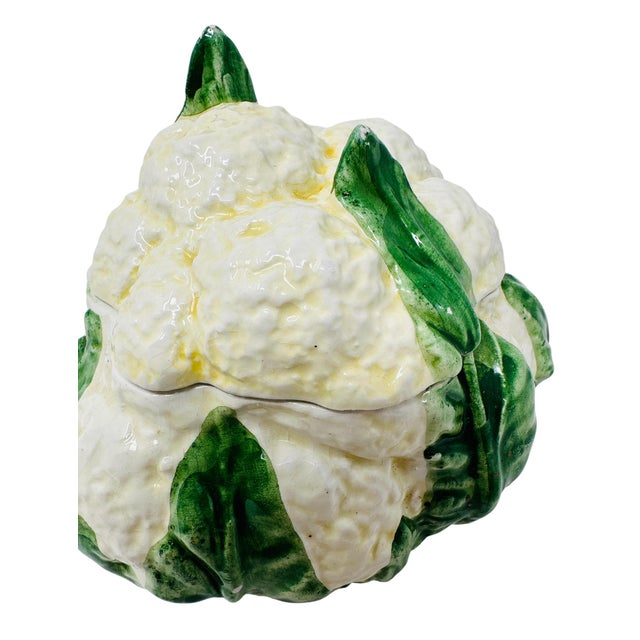 1990s Vintage 1990s Italian Majolica Cauliflower Lidded Bowl by Vietri For Sale - Image 5 of 9
