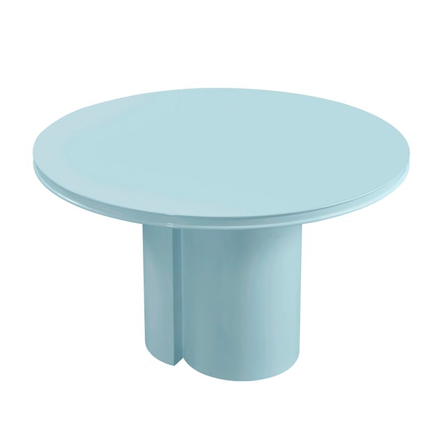 2020s Elora Blue Lacquer Round Dining Table For Sale - Image 5 of 10