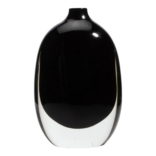 Hand Blown Murano Vase Sommerso in Onyx Black For Sale