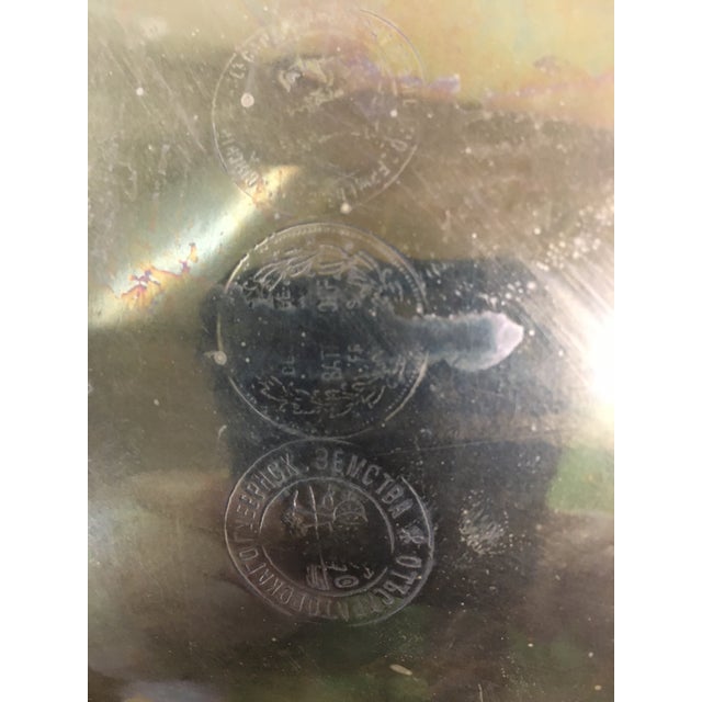 19thc Large Russian Brass Samovar Lamp With Hallmarks With Wooden Handles For Sale - Image 11 of 12