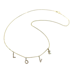 14K Gold Diamond Micro Pave LOVE Necklace