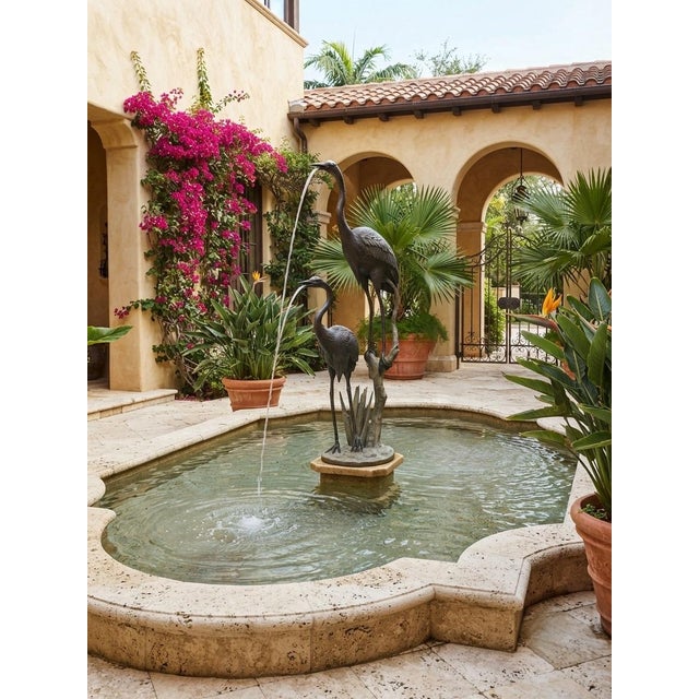 Bronze Heron Tiered Fountain Sculpture For Sale - Image 9 of 12