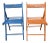Set of Vintage Painted Blue and Orange Chairs For Sale