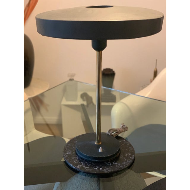 1950s Vintage Golden and Green Timor Table Lamp by Louis Kalff for Philips, 1950s For Sale - Image 5 of 6