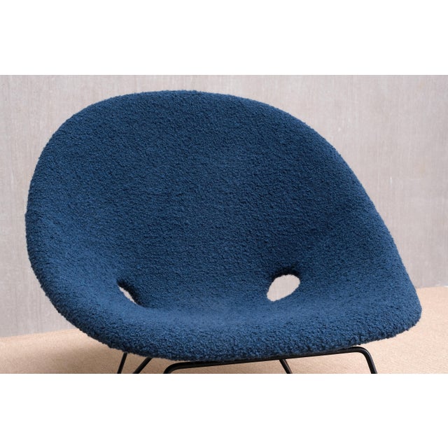 Kosmos Lounge Chair in Teal Pierre Frey Bouclé by Augusto Bozzi for Saporiti, 1950s For Sale - Image 12 of 16