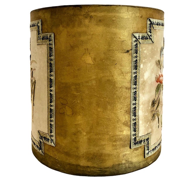 A Pair of Chinese Export Storage Canisters With Silk Embroidery Patches For Sale - Image 9 of 13
