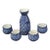 Vintage Chinese Blue & White Sake Set Carafe & 4 Cups For Sale