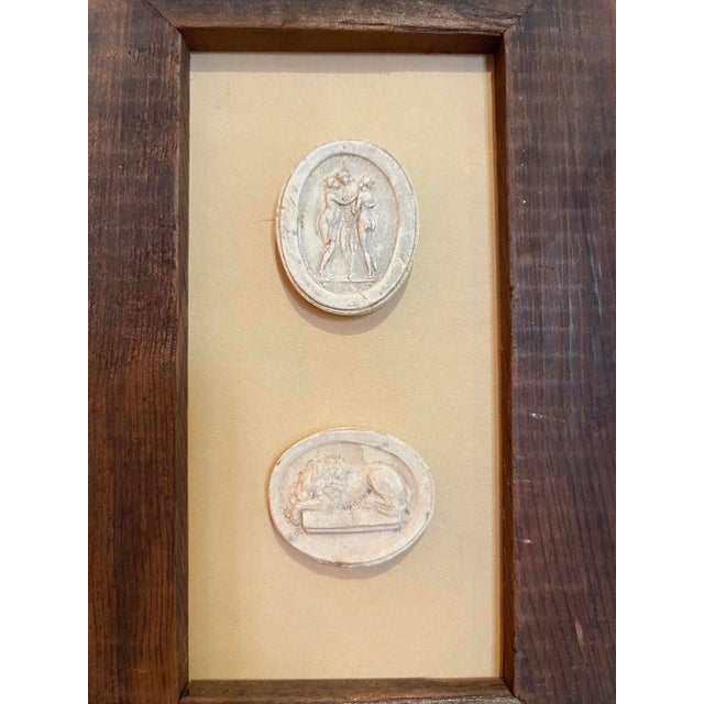 Italian Plaster Intaglios in 1880s Pine Frame For Sale - Image 4 of 6