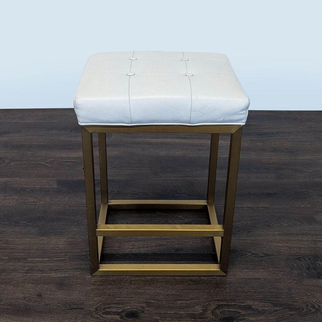 Leather button tufted upholstery on metal base Brand Restoration Hardware Dimensions 17.0ʺW x 14.0ʺD x 25.0ʺH Seat Height...