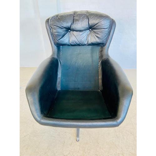 Mid-Century Danish Black Leather Swivel Chair by Bramin from Bramin For Sale - Image 18 of 18