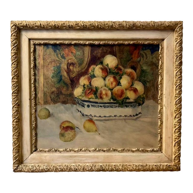 “Still Life With Peaches” by Auguste Renoir 1920’s Print in 1889 Frame For Sale